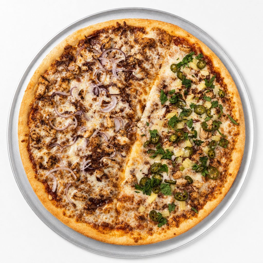 Spicy Hawaiian Chicken Gluten Free Pizza.